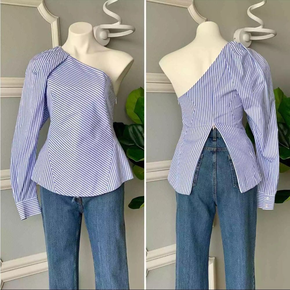 Barbara Bui Blue Striped Blouse - Picture 3 of 7